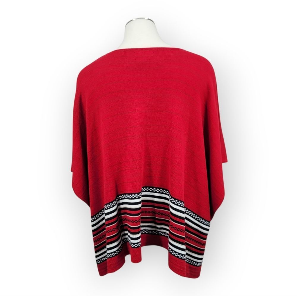 Jones New York Red Striped Women's Poncho - Picture 3 of 11